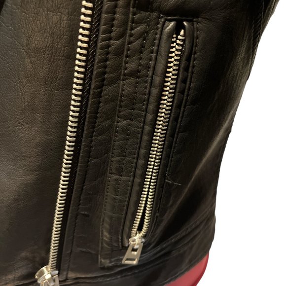 TOPSHOP Vegan Moto Bomber Jacket Size 4 Excellent Condition Zip Up Bikercore - Picture 5 of 13